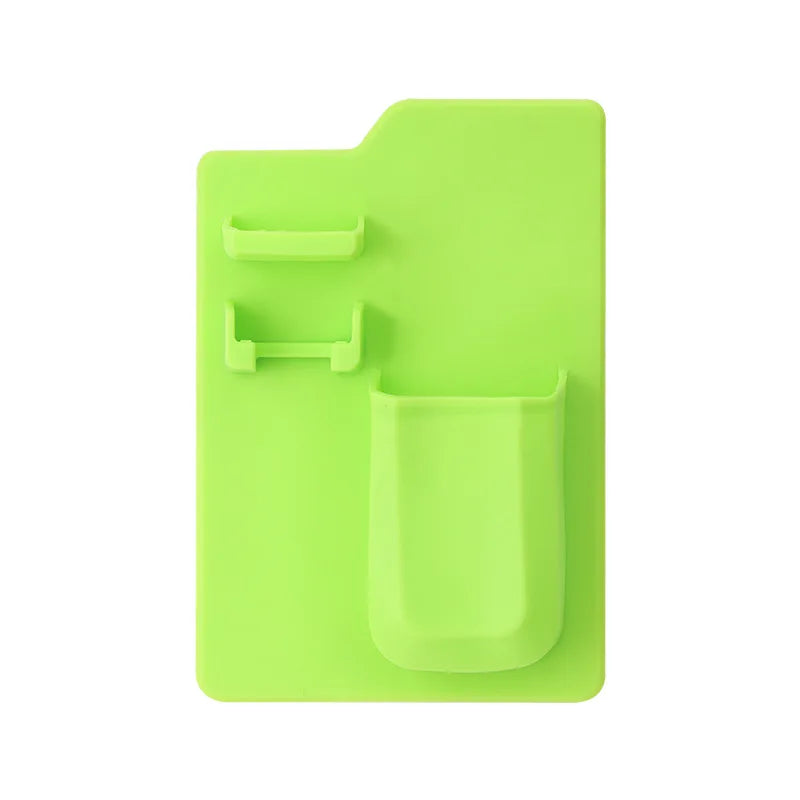1pc 14.5x16.5x13cm Fashion Silicone Mirror Self Grips Mirror Shatterproof Shaving Makeup Shower Silicone Travel Washroom Oasis Select Green-Toothbr holder