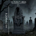 Unique Reaper Tombstone Figurine Gothic Halloween Statue Hooded Ghost Ornament Home Yard Altar Decor Spooky Art Enthusiasts Gift Oasis Select Tombstone gray
