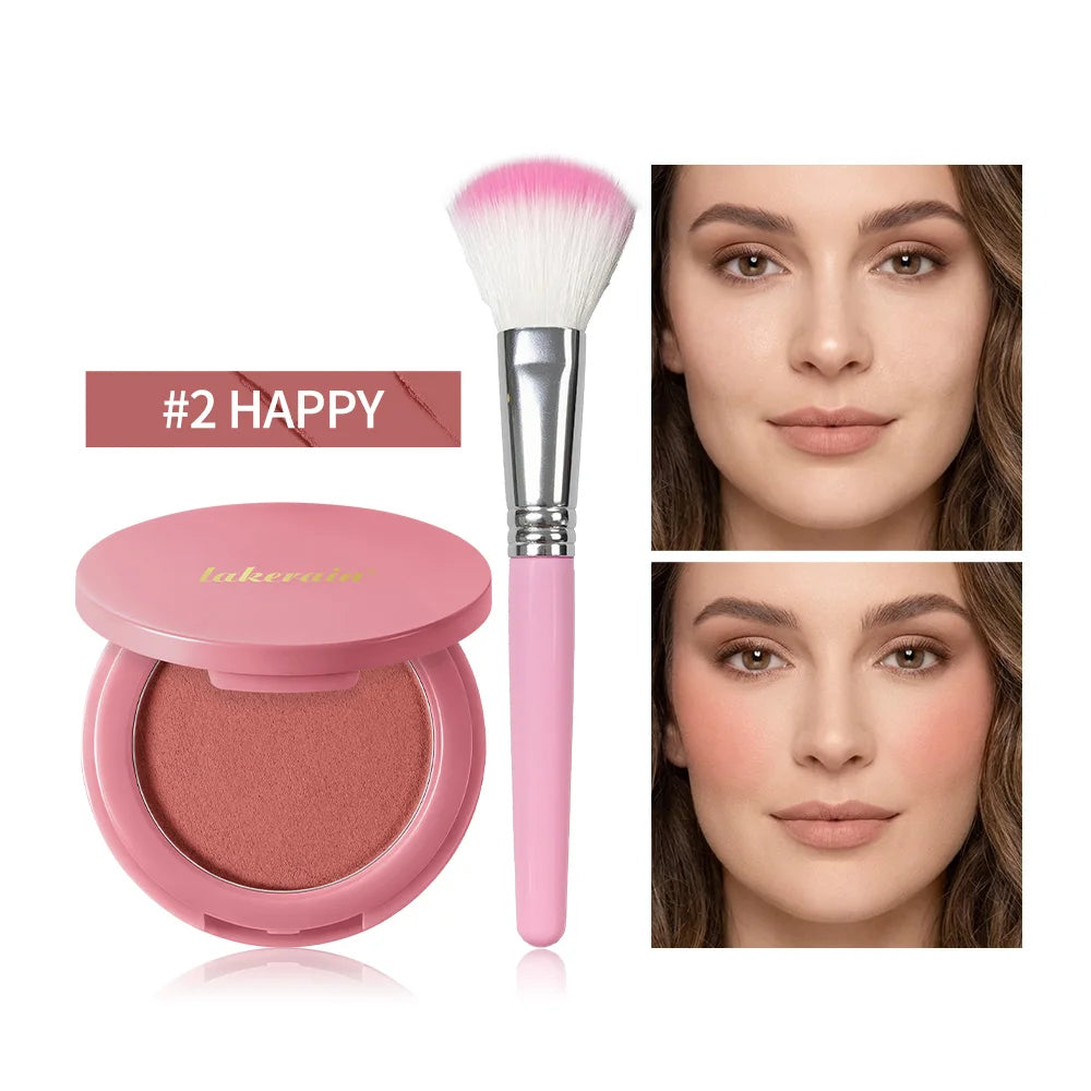 Matte Bouncy Face Blusher and Brush Long Lasting Luminosity Soft Poke Natural Blush Lightweight Blends Seamlessly Korean Makeup Oasis Select Color 2