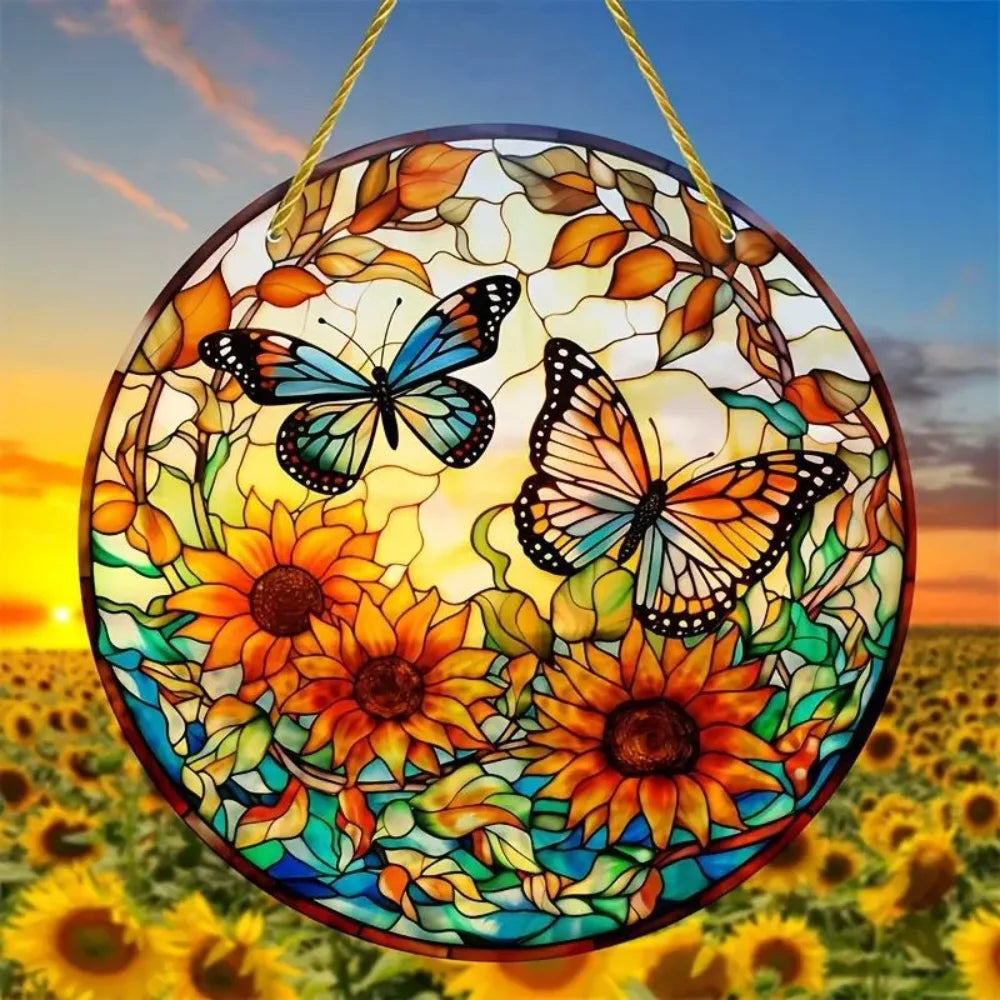 2025 Circular Acrylic Painting Creative Butterfly Theme Home Wall Decoration Hanging Painting Living Room Bedroom Mural Painting Oasis Select 1