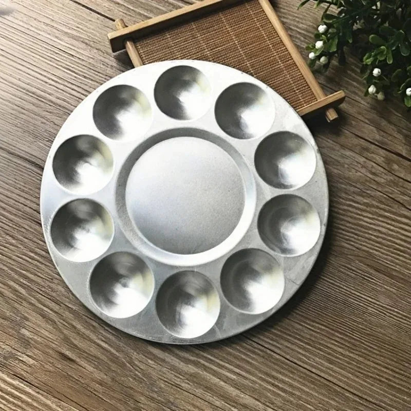 1pcs Aluminum Color Palette 6 Hole Square Circular Children's Painting Color Palette Watercolor Acrylic Pigment Palette Oasis Select