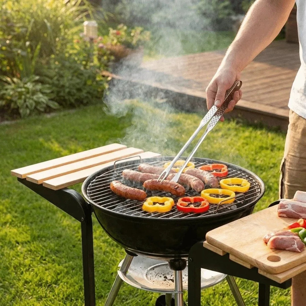 Stainless Steel Barbecue Tongs Heat Resistant Food Grade Long Handle Grill Tongs Non-Slip Fork Clip Food Tongs Steak Seafood Oasis Select