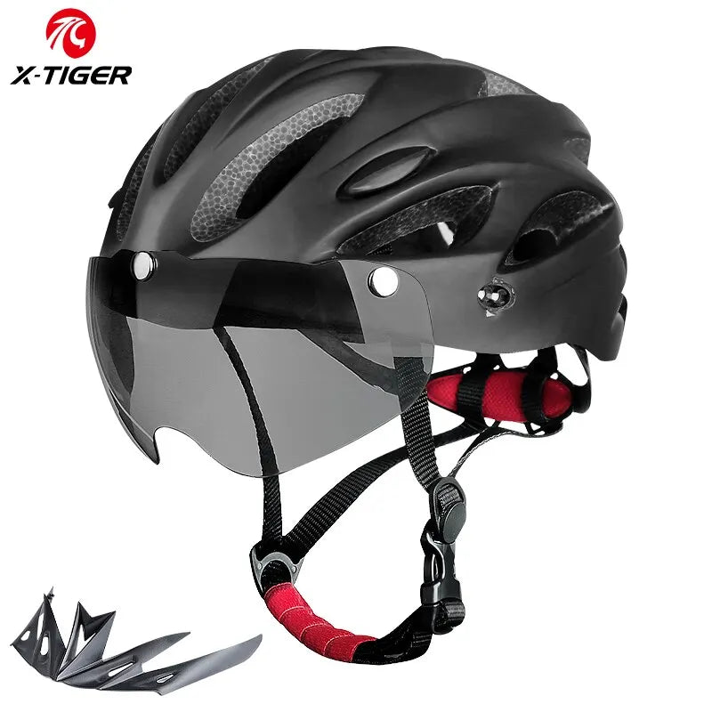 Bike Helmet with LED Tail Light Adult Cycling Helmet Fit 58-62cm Lightweight Breathable Colorful Bicycle Helmets Accessories Oasis Select Black