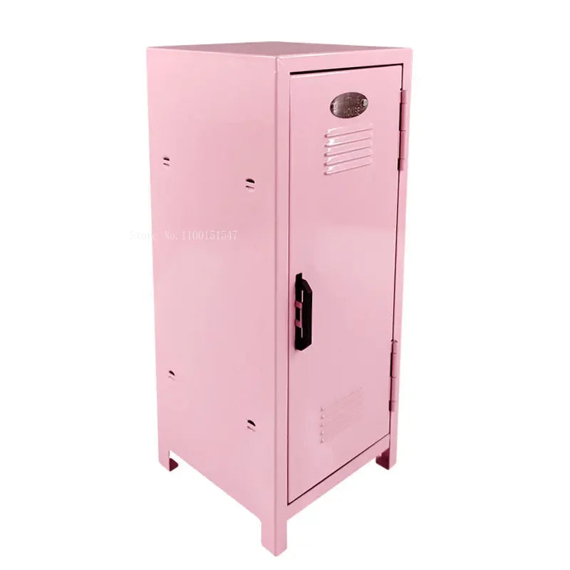Iron Storage Box Dormitory Storage Cosmetics Paper Money Keys Bank Cards and Other Desktop Small Items Mini Locker Cabinet Oasis Select PINK