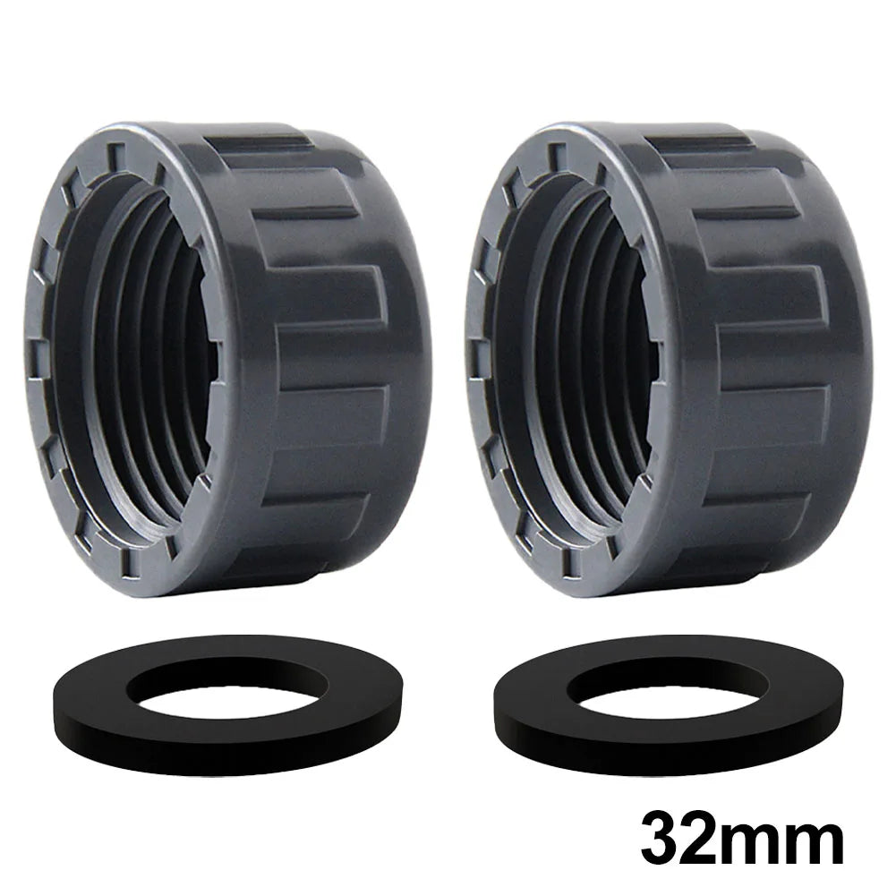 2pcs PVC Female Thread End Cap Connector 20mm/25mm/32mm Hose Connector With Rubber Seals Water Pipe Connector Fittings Oasis Select 32mm