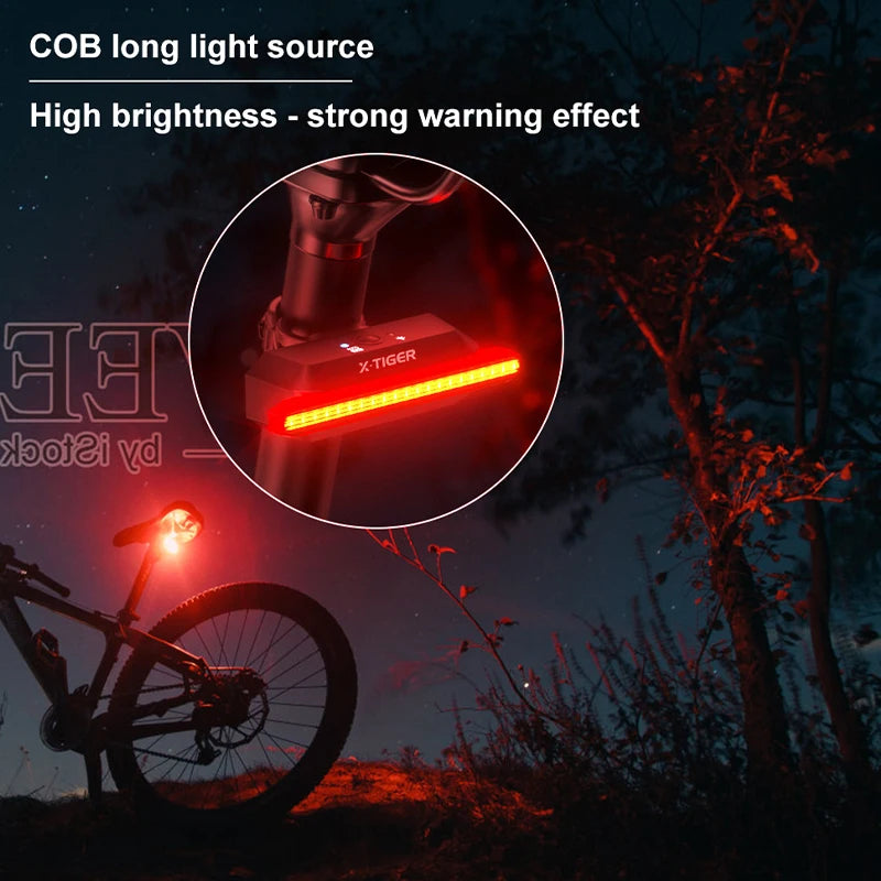 X-TIGER Bike Rear Light Smart Brake Sensing Light Bicycle Tail Light LED Charging Taillight Cycling Accessories Oasis Select