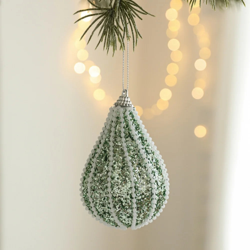 New Green Glitter Sequins Foam Christmas Ball Christmas Tree Hanging Ornaments for Home New Year Christmas Decoration Oasis Select