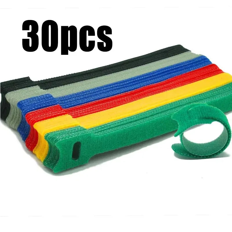 10-100pcs Releasable Cable Ties Wire Organizer Black 15cm Nylon Hook Loop Straps Wrap Zip Bundle Bandage Tie Plastics Fastening Oasis Select 30pcs random