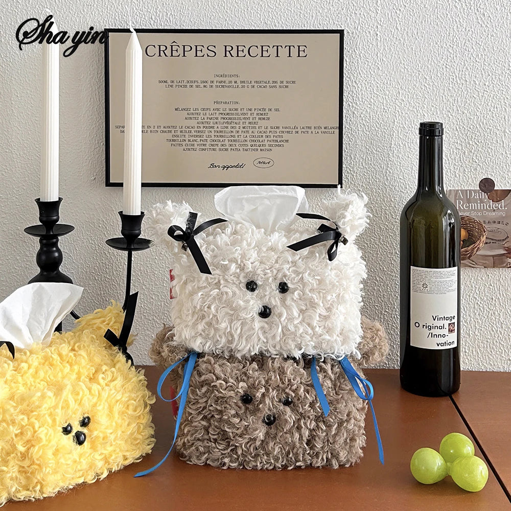 Cute Plush Dog Tissue Box Cover | Puppy Home Desk Decor