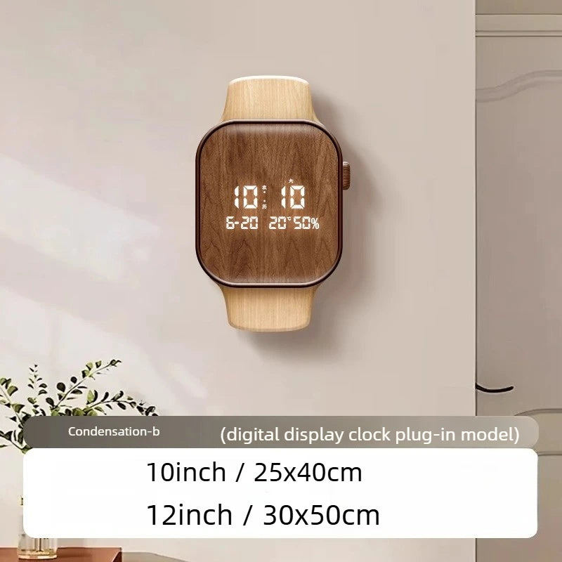 Living Room Clock Perpetual Calendar Electronic Clock Creative Restaurant High Aesthetic Value Internet Famous Wall Decoration Oasis Select B-plug-in model 10 inches