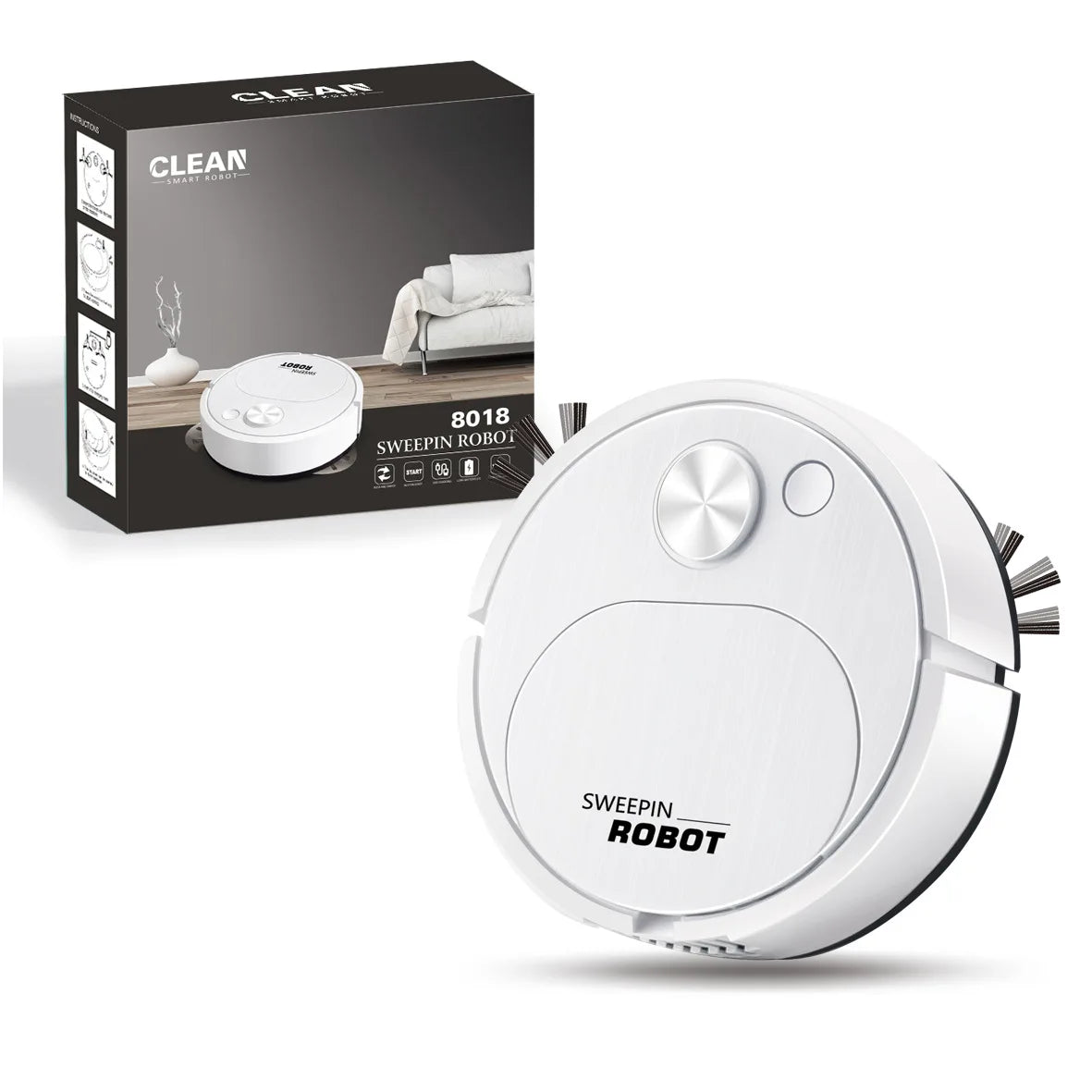 Smart USB Sweeping Robot Vacuum Cleaner 3-in-1 Wireless Mopping 1800Pa Powerful Cleaning for Home Office Floors Oasis Select