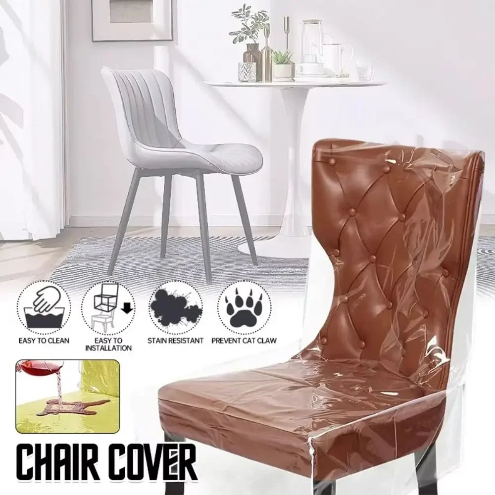 New Transparent Chair Cover Anti Scratch PVC Dining Chair Slipcover Waterproof Chair Dustproof Covers for Home Dining Room Oasis Select