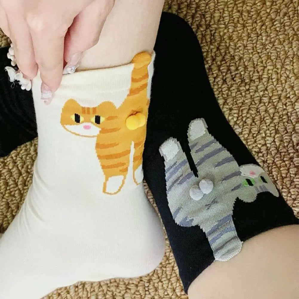 Cute Cat Novelty Socks – Soft Cotton Fun Gift for Women Novelty Socks Oasis Select