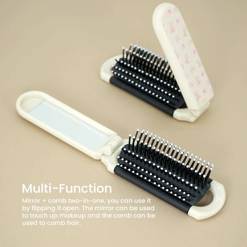 Foldable Air Cushion Comb with Mirror – Portable Travel Mini Comb Portable Hair Comb Oasis Select
