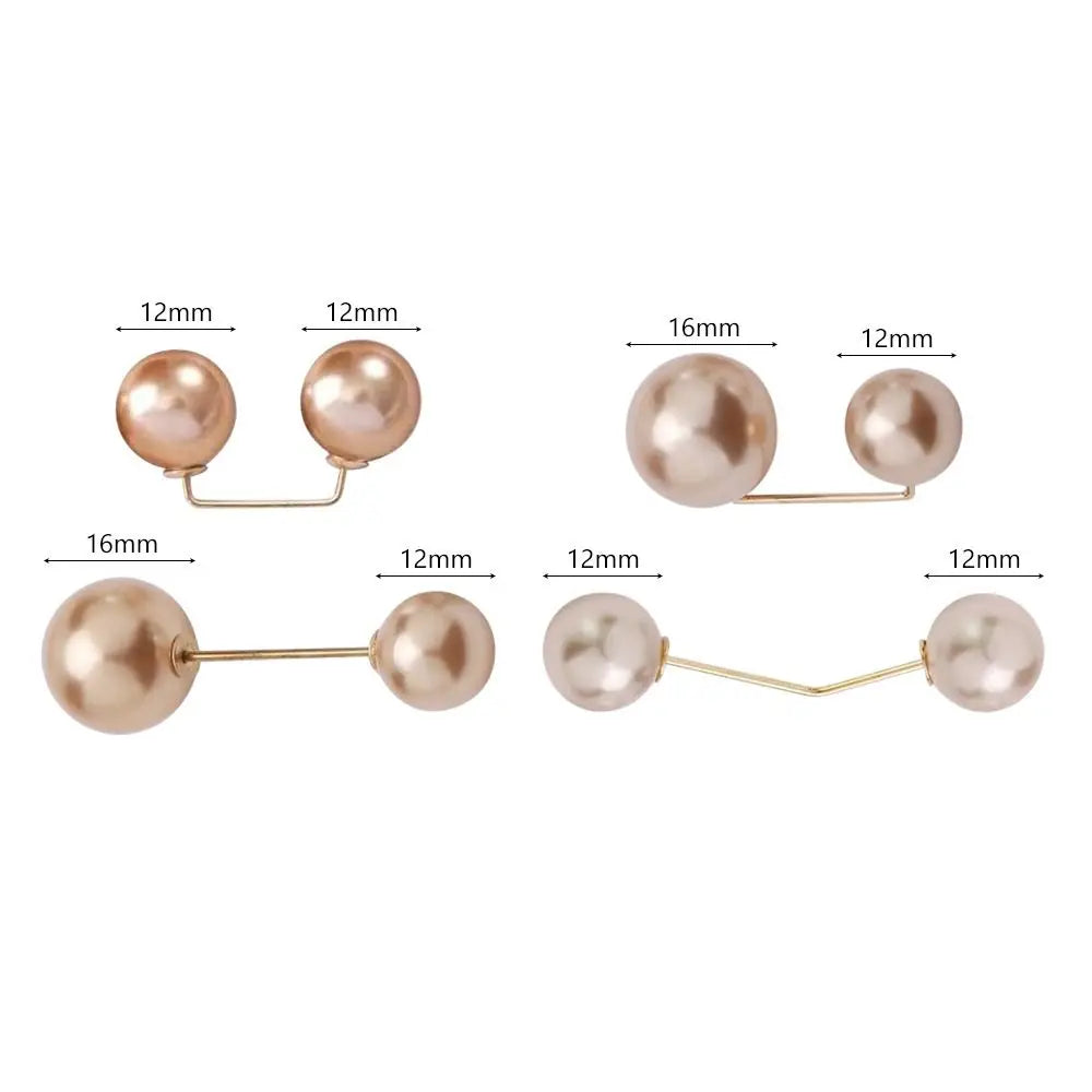 3/6/8PCS Double Head Pin Pearl Brooch Adjustable Collar Clip DIY Sewing Waist Fastening Pins Non-Slip Multi-Purpose Oasis Select