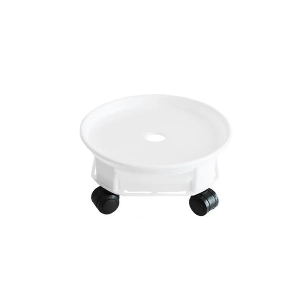 360° Rolling Plant Pot Tray with Wheels & Water Tray Rolling Plant Pot Tray Oasis Select White-24cm-