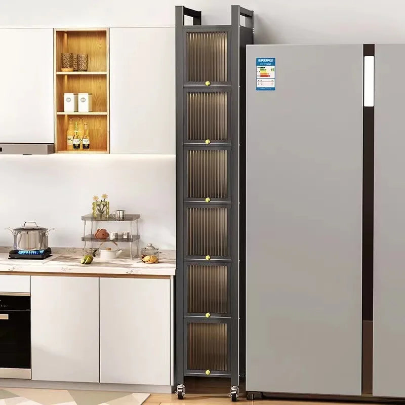 Kitchen crevice storage cabinet bathroom refrigerator crevice cabinet narrow cabinet with door floor to ceiling locker against Oasis Select
