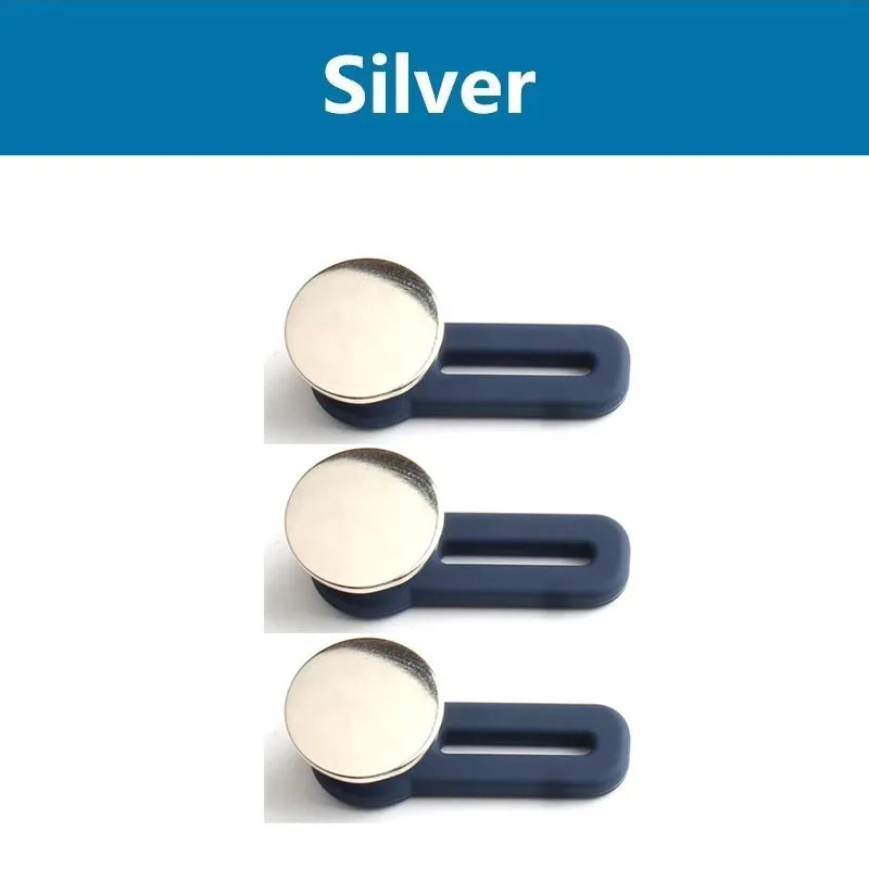 3/6/9pcs Jeans And Pants Button Extenders Universal Wait Expanander For Women And Men Instant Band Extension Solution Oasis Select 3pcs Silver