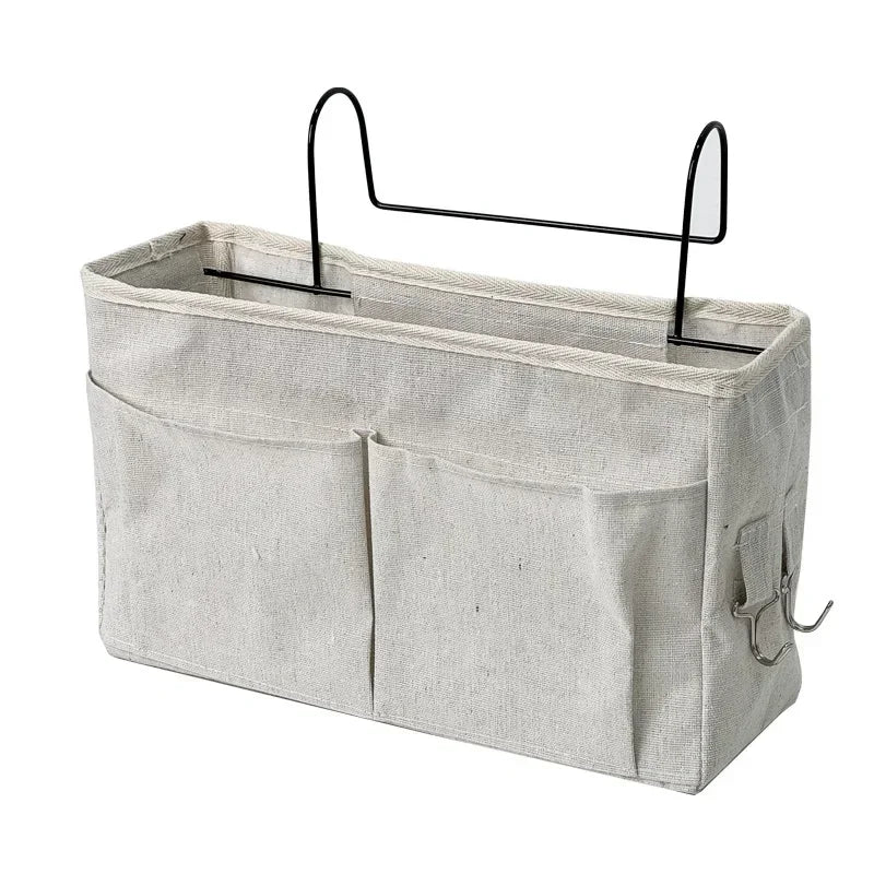 Large Capacity No Punch Bedside Hanging Basket Baby Diaper Practical Storage Fence Table Box and Bedside Organizer Bag Oasis Select black