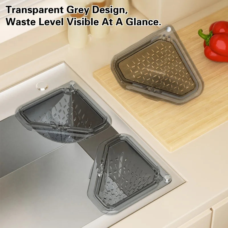 Sink Food Scrap Collector One-Button Magnetic Food Strainer Triangular Foldable Drain Rack Kitchen Sink Strainer Basket Oasis Select