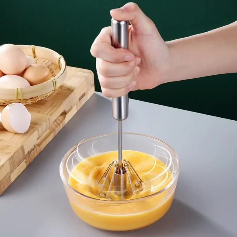 Kitchen Stainless Steel Whisk Creamer Semi-automatic Rotary Whisk Beech Wood Vase Handle Hand Mixer G041 Oasis Select