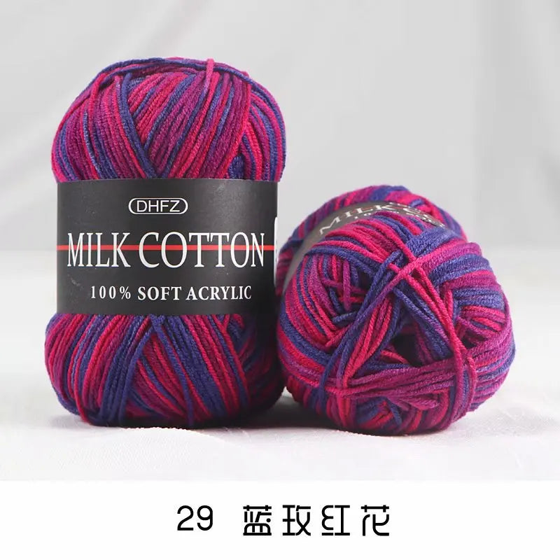 DIY Three Strands Graded Section Dyed Wool Medium Fine Cotton Thread
