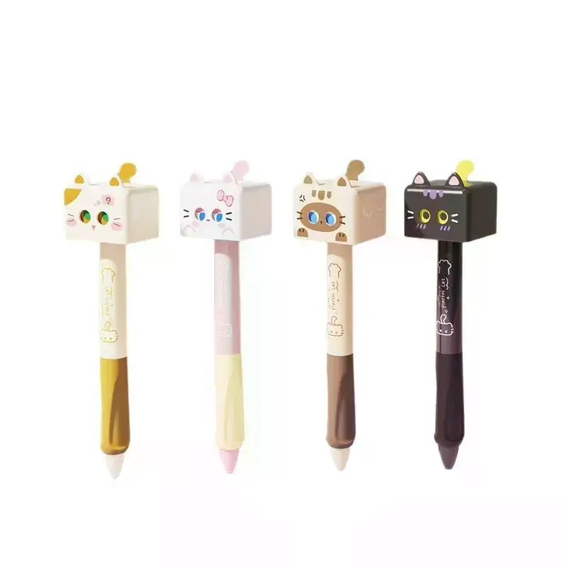 1/4Pcs Cute Cat Gel Pen 0.5mm Black Ink Smooth Ballpoint Pen Stress Relief Quick Drying Neutral Pen School Office Oasis Select