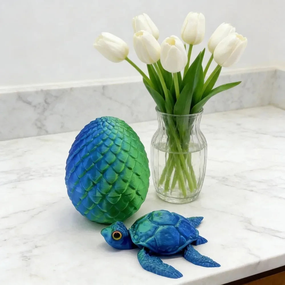 3D Printed Movable Sea Turtle Sculpture with Eggs Aesthetic Desktop Ornament Art Craft Decor for Home Office Decoration Gift Oasis Select Sea turtle with egg1