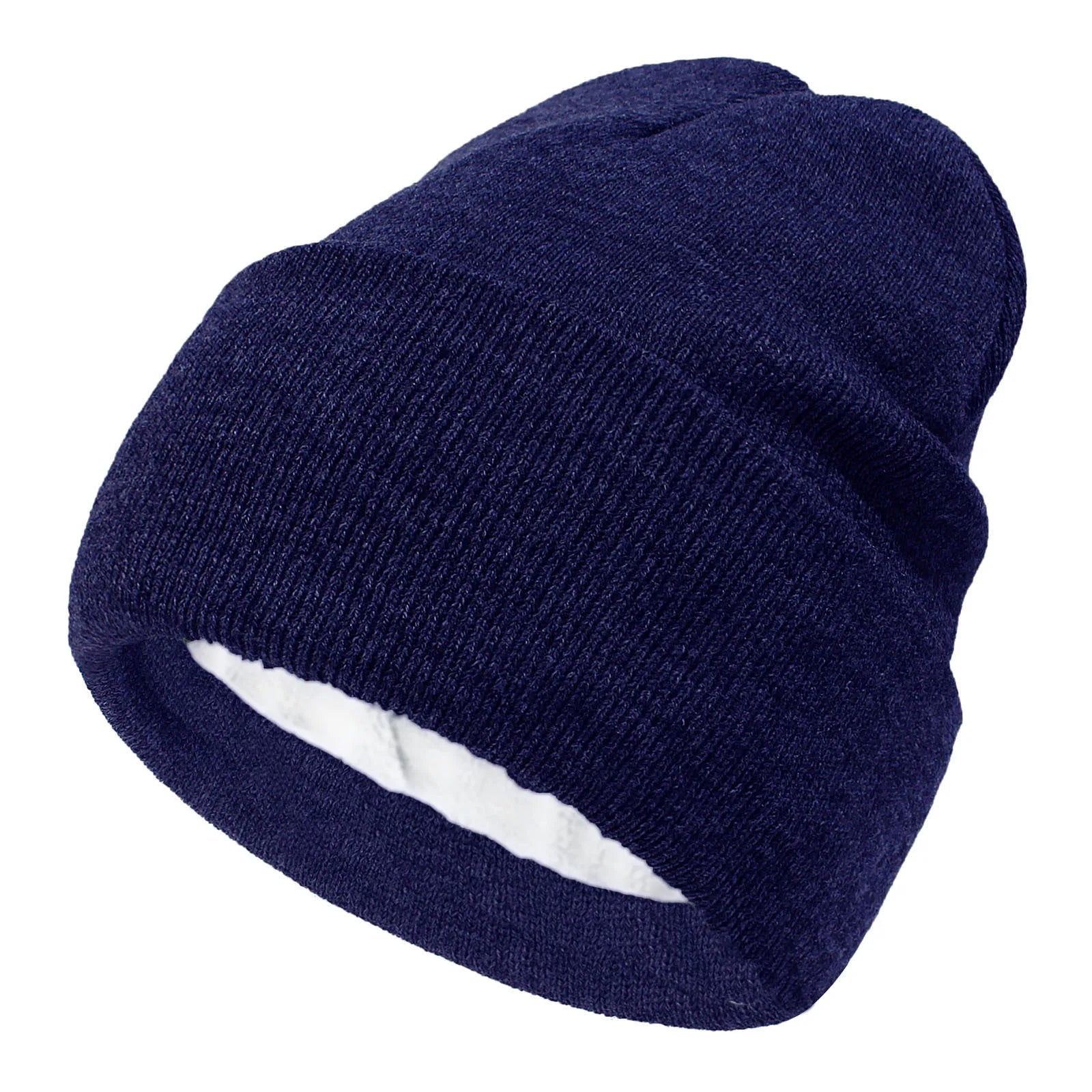 Double-layer knitted hat with fleece lining, solid color acrylic thickened cold hat, women's beanie hat for warmth Oasis Select 6