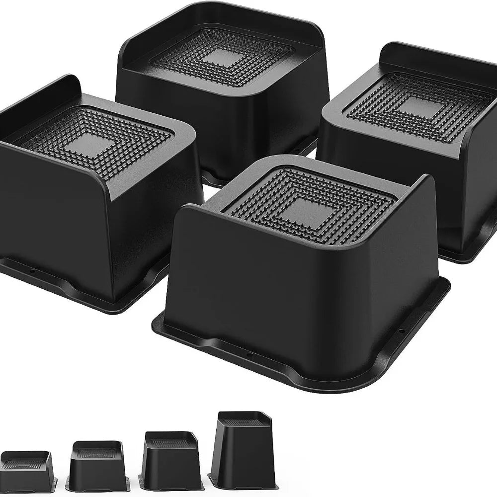 4 Pcs/Set 1-6 Inch Bed Risers Heavy-Duty Support Bed Lifts Risers Oversized Furniture Risers Couch Sofa Table Chair Leg Oasis Select Black-1 inch