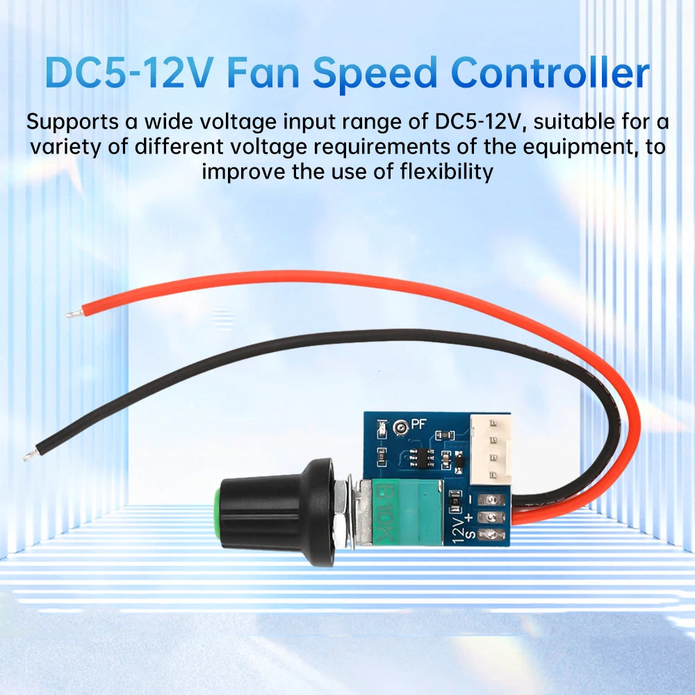 DC 5-12V Manual 4-Wire PWM Fan Governor Module Switch Chassis Speed-Control Motor Noise-Reduction Controller Board Power Supply Oasis Select