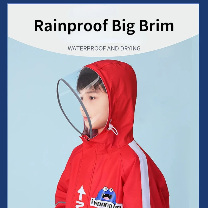Childrens Raincoat Full Waterproof Skin Friendly Thickened Fabric Raincoat with Schoolbag for Middle and Primary School Students Oasis Select