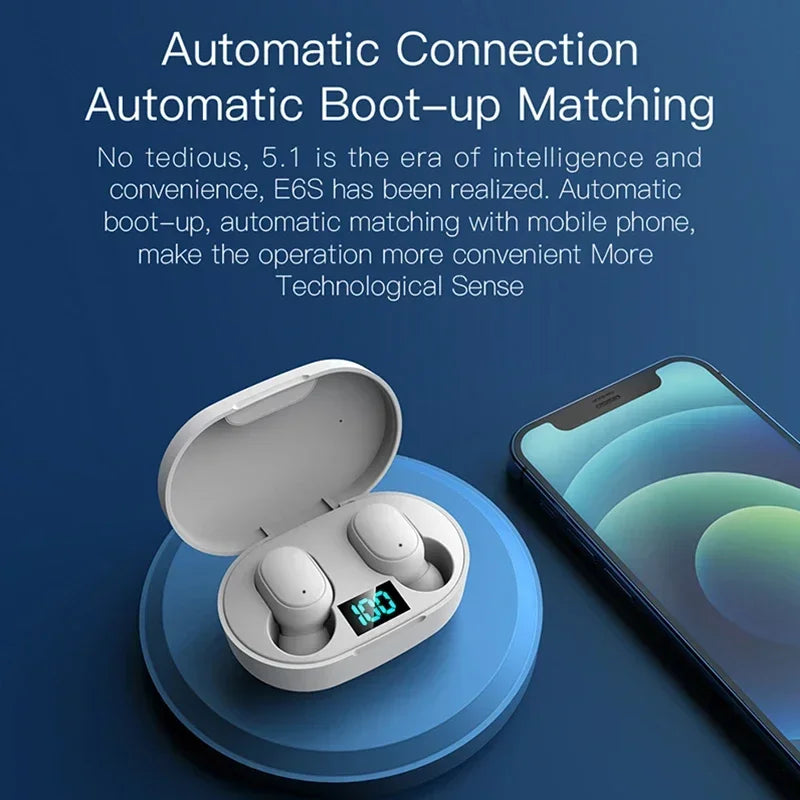 E6S Air Pro Fone Bluetooth Earphones Wireless Headphones LED Display Noise Cancelling Earbuds by Mic Wireless Bluetooth Headset Oasis Select