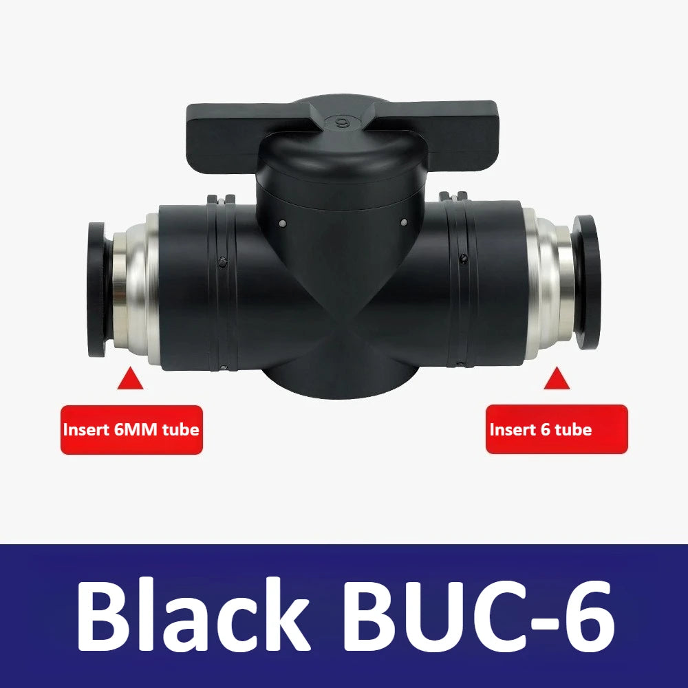 Black White BUC-4mm/6mm/8mm/10mm/12mm Pneumatic Switch Quick Insertion PU Air Pipe Joint Hand Valve Current Limit Air Valve Ball Oasis Select Black 06 Direct to BUC
