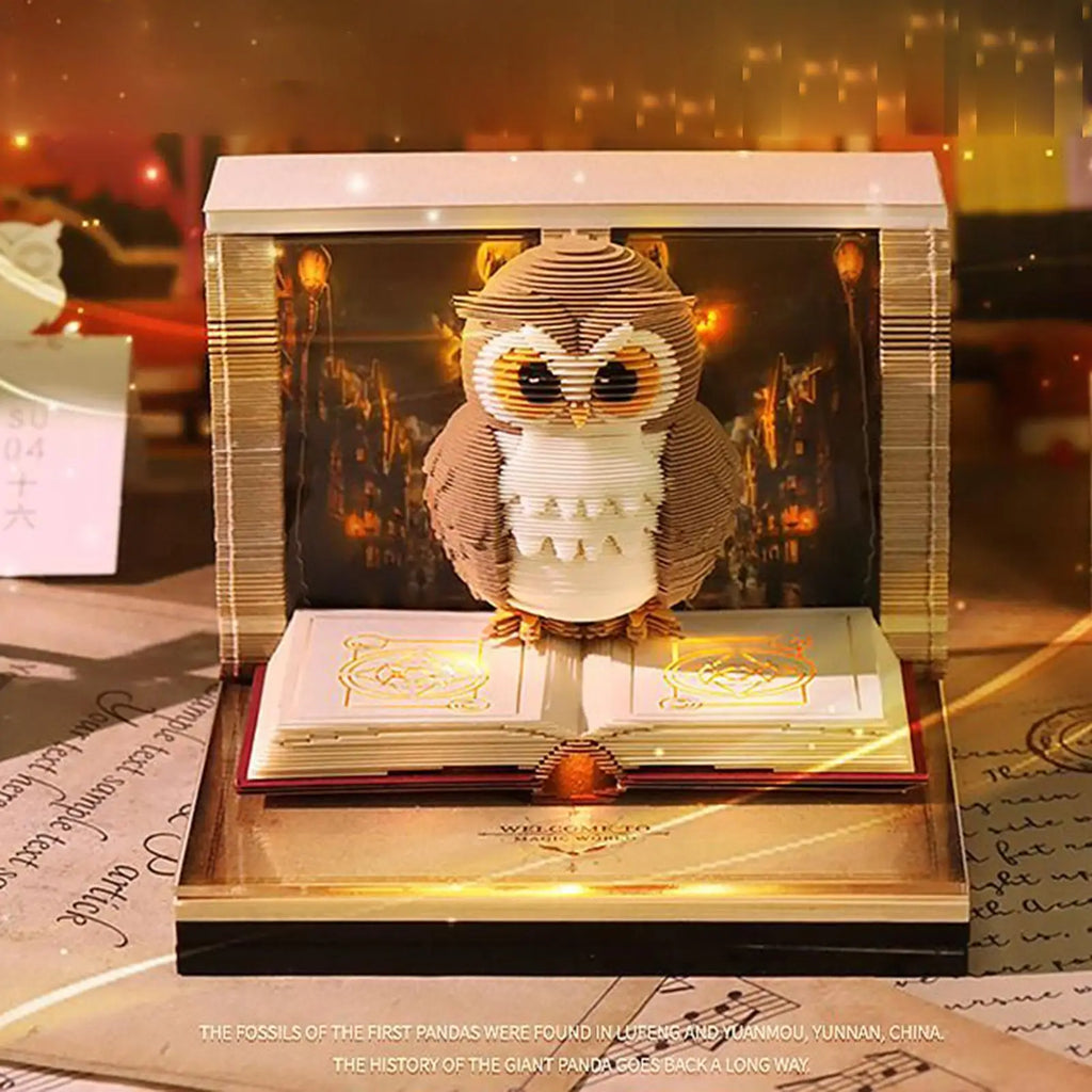 3D Tear Away Mini Desk Calendar 2026 3D Time Piece Calendar Owl-Shaped Tear Away Carving Time Piece Notepad for Christmas Decora Oasis Select