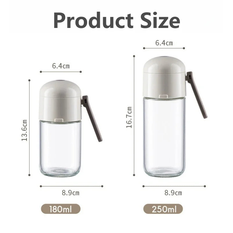 Kitchen Cooking Salt and Pepper Shakers Quantitative Glass Seasoning Bottle Each Press 0.5g Metering Household Salt Jar Oasis Select