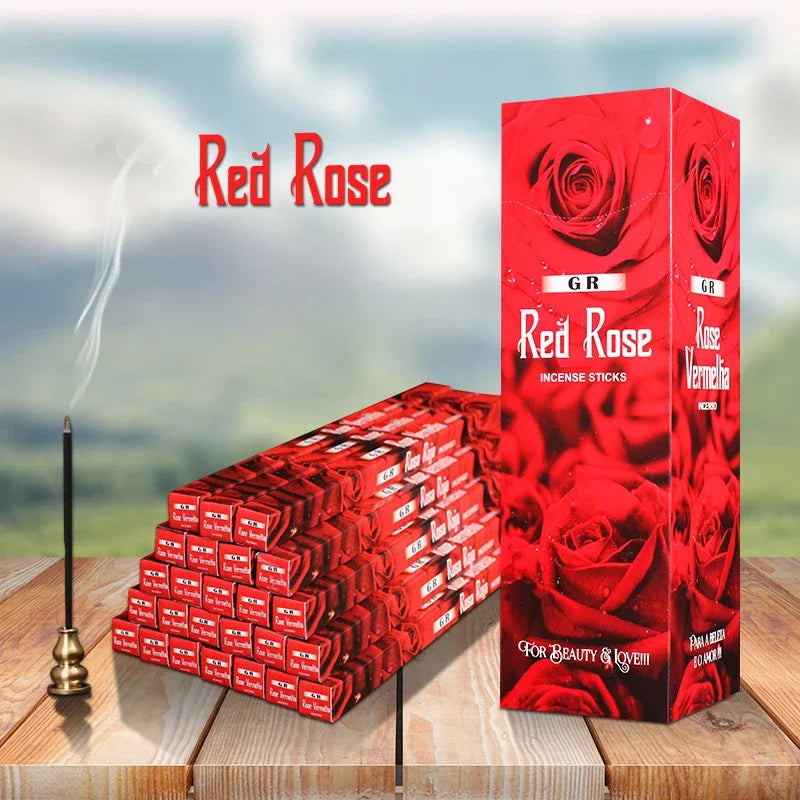 10/25Box Authentic Indian Incense Sticks Premium Handmade Rose Sage Jasmine Lavender for Meditation Yoga Buddha Home Aromatherap Oasis Select Red Rose 10 small boxes 80pcs