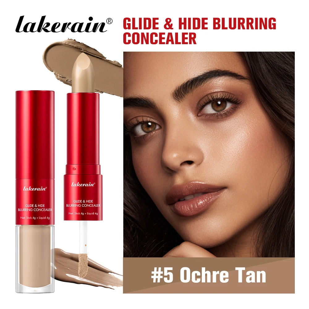 2 In 1 Glide & Hide Blurring Concealer Long-Lasting Full Coverage Foundation Waterproof Liquid Female Makeup for All Skin Types Oasis Select 05 Ochre Tan
