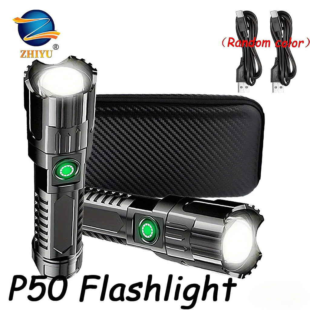 XHP50 Zoomable LED Flashlight USB Rechargeable – 3 Modes