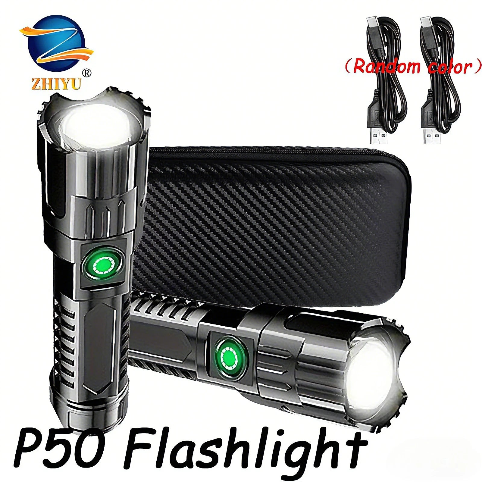 XHP50 Zoomable LED Flashlight USB Rechargeable – 3 Modes