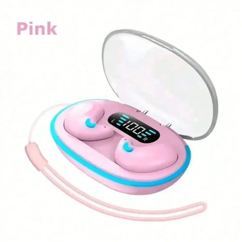 X55Pro Sleeping Bluetooth Earbuds Wireless Bluetooth Earphones Waterproof Hi-Fi Stereo Earpods with Mic Fro all smartphone Oasis Select pink