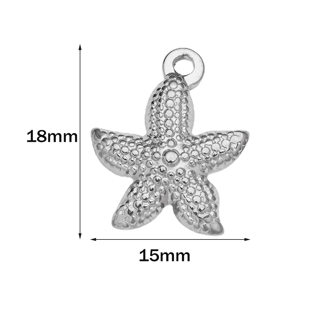 Stainless Steel Summer Beach Charms Starfish Seashell Conch Pendants