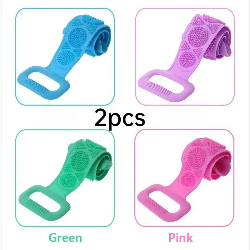 1/2 Silicone Scrubber Back Massage Exfoliating Sponge Bathroom Bath Brush Scrub Shower Brush Body Wash Scrub Removal Bath Spong Oasis Select green n pink