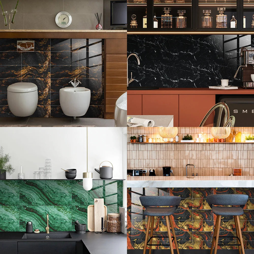 Imitation Marble Grain Tile Paste Thick Cover Crystal Film Decorative Renovation Wall Paste Wallpaper Wall Stickers Oasis Select
