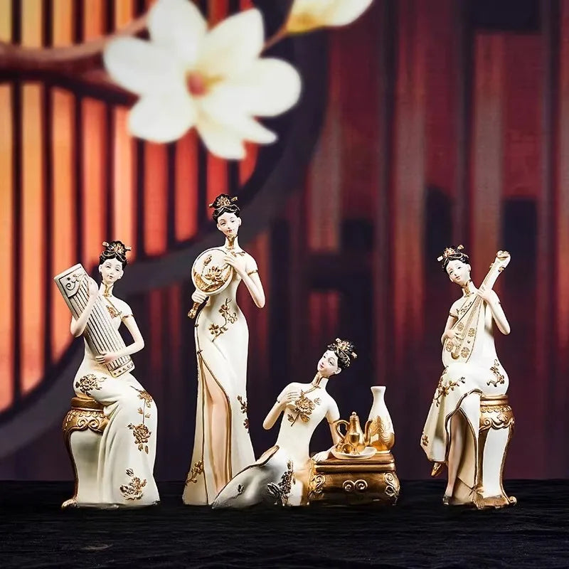 Light Luxury High-end Ladies Ornaments Ancient Figures New Chinese Style Art Decorations Retro Living Room Foyer Decorations Oasis Select