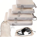 Set/6 pcs Compressible Packing Travel Storage Bag Cubes Waterproof Suitcase Nylon Portable With Handbag Luggage Organizer Oasis Select 6pcs
