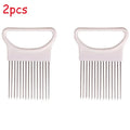 1/3pcs Stainless Steel Onion Knife Holder, Food Slicer, Tomato Onion Knife Holder, Vegetable Cutting Fork, Kitchen Small Tool Oasis Select white-2pcs