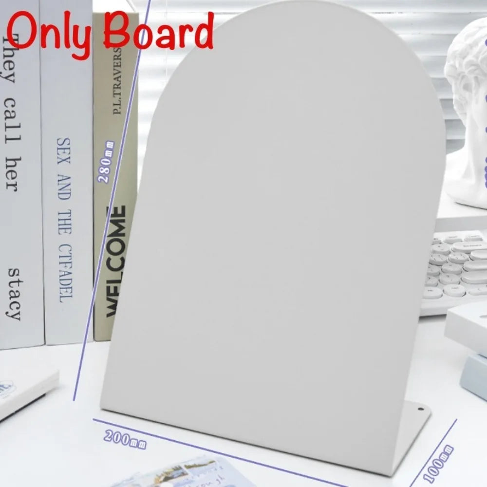 Metal Desktop Message Board Standing Plates Ornament Large Capacity Message Board Storage Board Decorative Oasis Select White