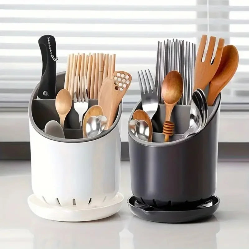 1Pc Kitchen Storage Chopsticks Tube With Drain Plate Tableware Storage Holder Home Kitchen Organizer Rack Chopstick Drain Box Oasis Select