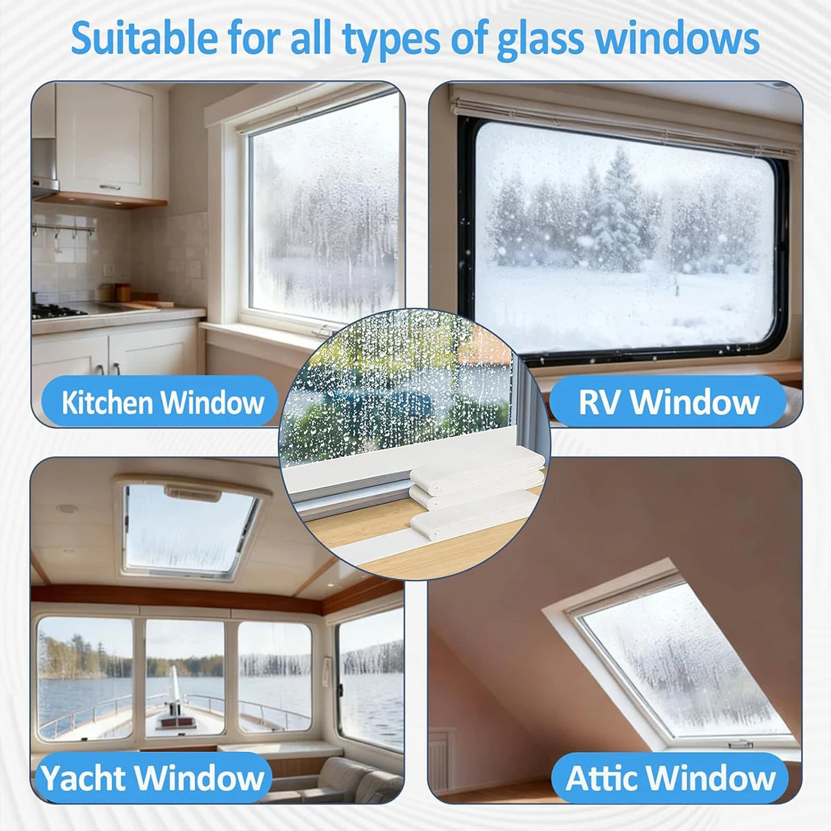 Self Adhesive Window Water Absorbing Strip Keep Dry Thickened Felt for Condensation Prevention Winter Windowsill Wall Protection Oasis Select